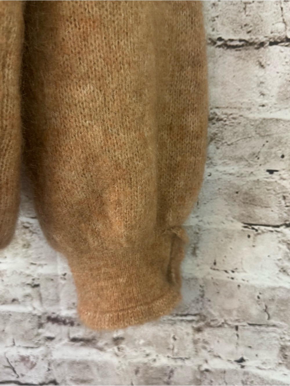 LA MAILLE SEZANE Womens XXL V Neck Button Mia Cardigan Sweater Camel Mohair Wool - Picture 13 of 16
